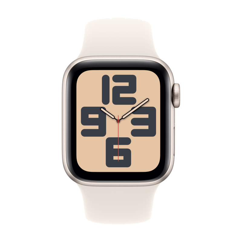 Apple Watch SE 2024, 40 мм, корпус из алюминия цвета «сияющая звезда», спортивный ремешок цвета «сия